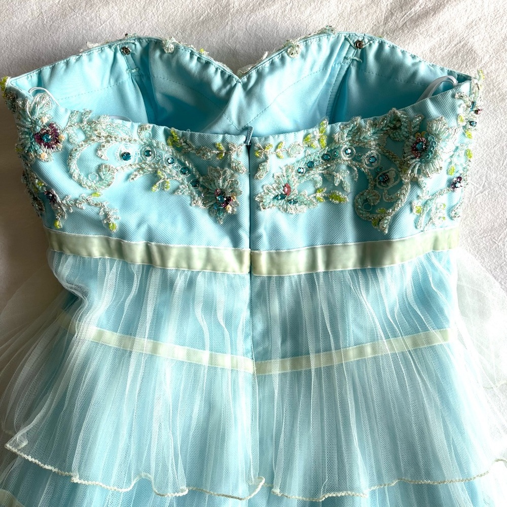 Alyce Paris Light Blue Tiered Tulle Ruffle Prom Dress Sz 2 Regencycore Fairycore - Picture 13 of 16